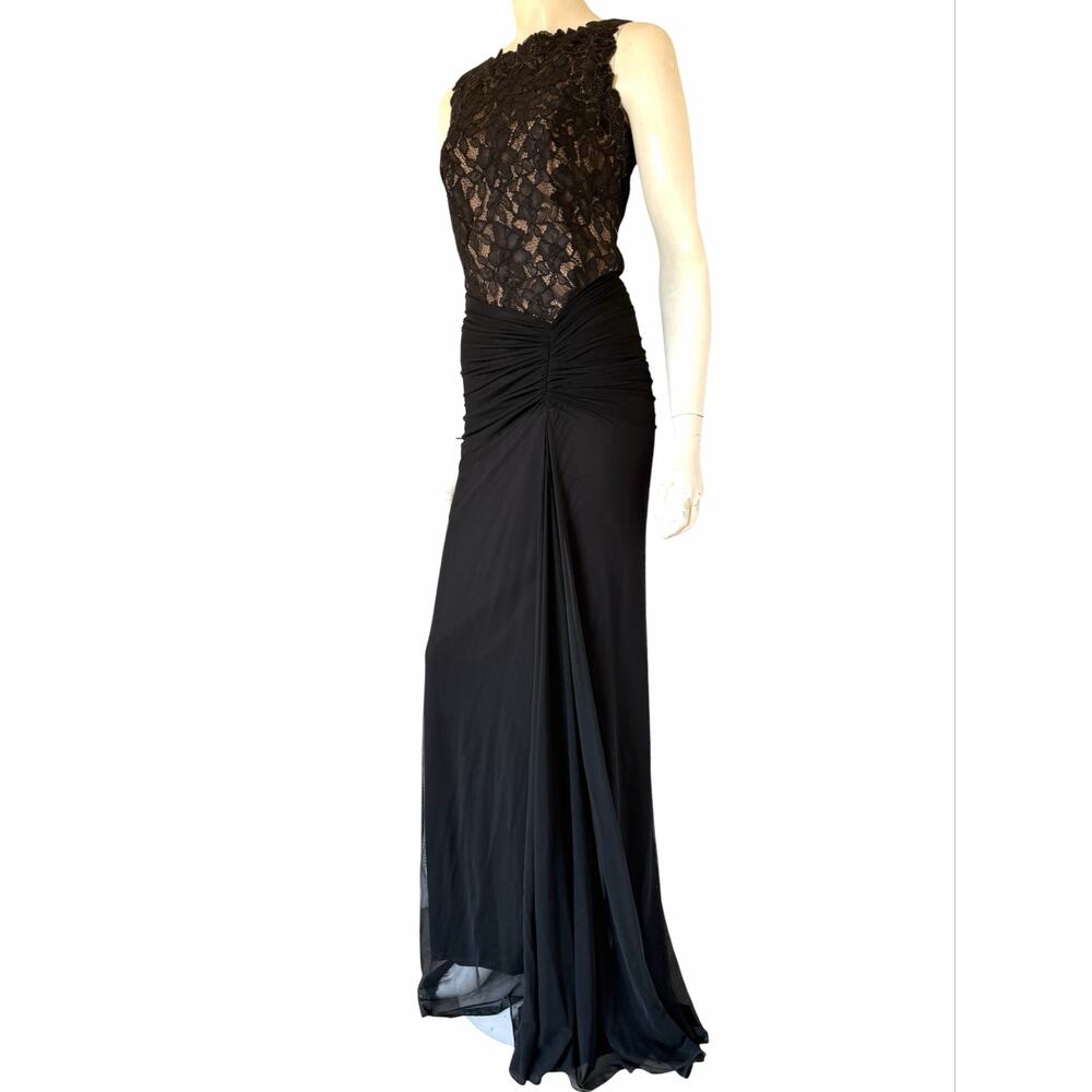 TADASHI SHOJI  Lace and Draped Tulle Boatneck Gown sz 6 - Picture 5 of 10